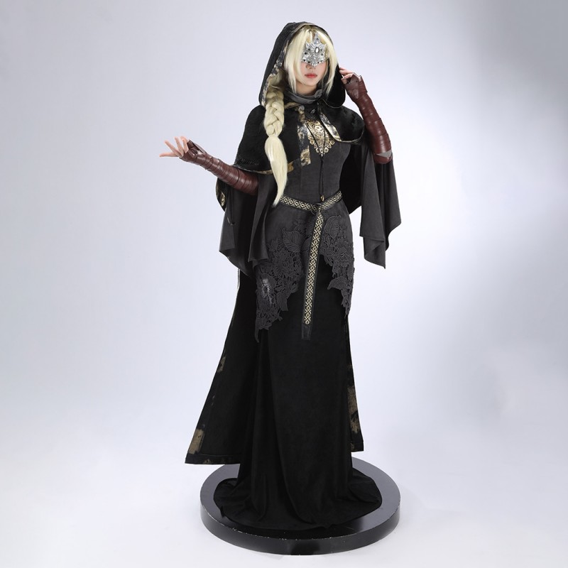 Dark Souls 3 Fire Keeper Cosplay Costume Black Dress Cloak Women Halloween Suit