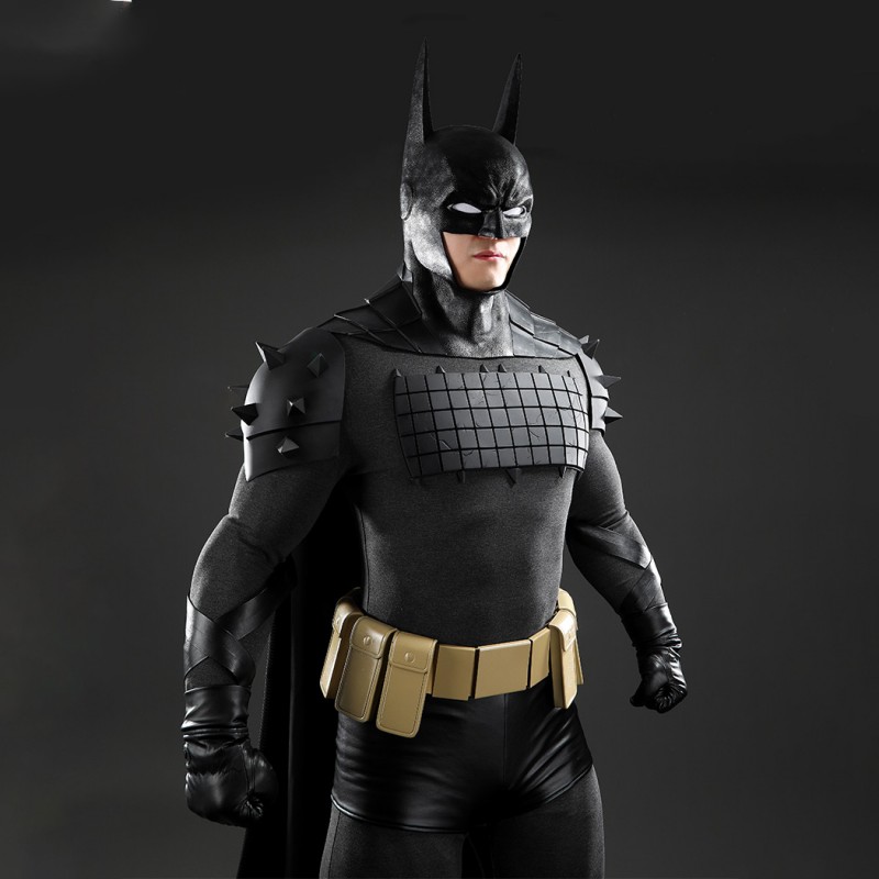 Bruce Wayne Absolute Cosplay Costume Men Superhero Leather Black Suit