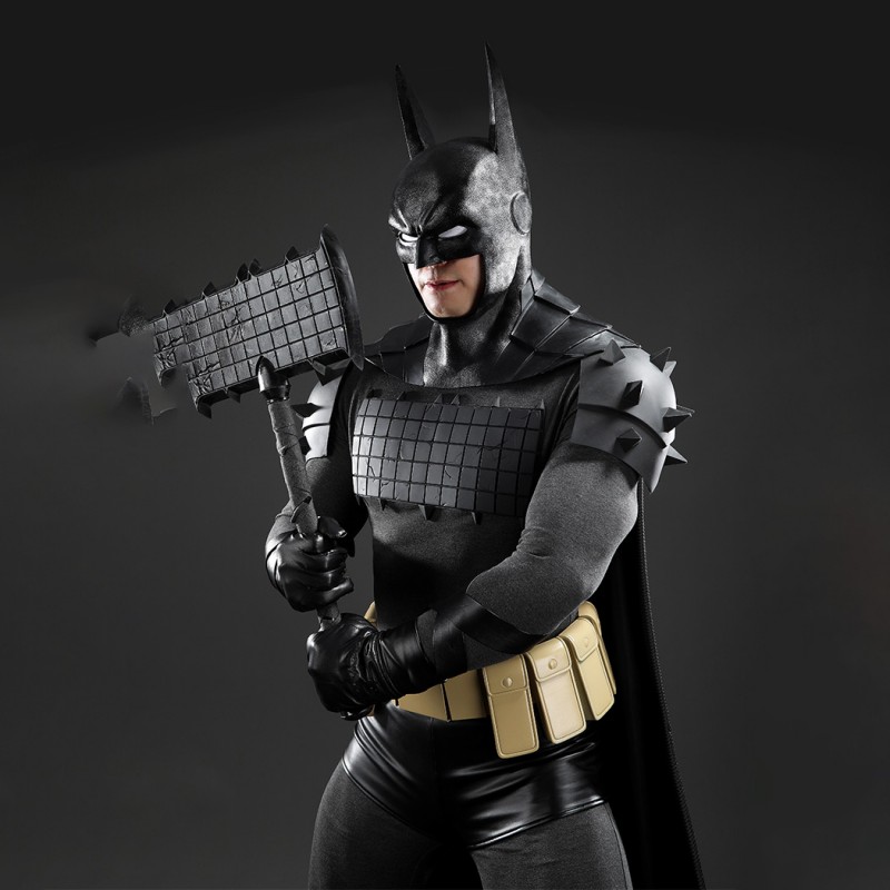 Bruce Wayne Absolute Cosplay Costume Men Superhero Leather Black Suit