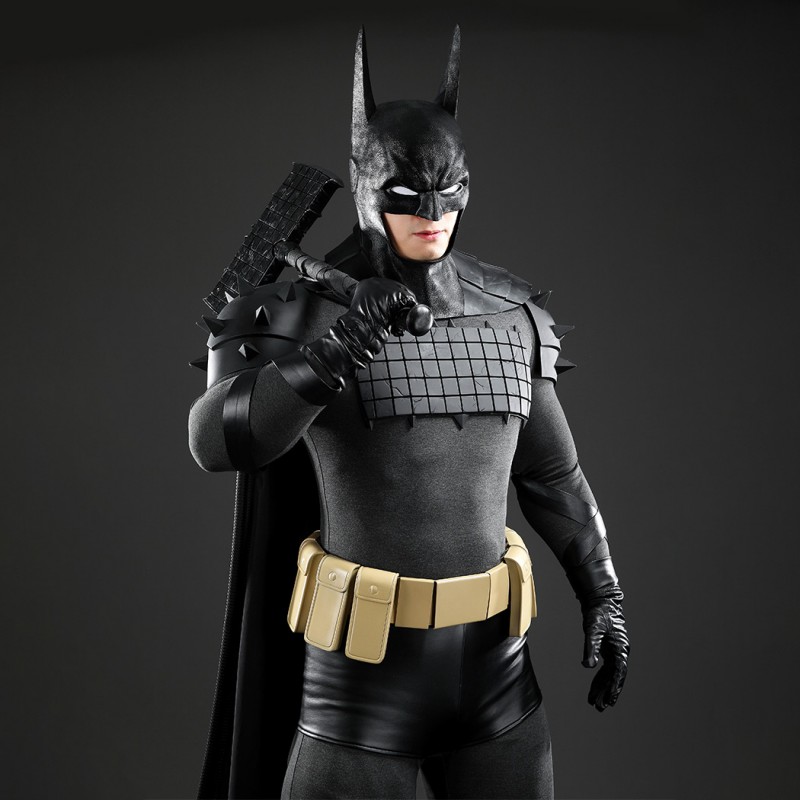 Bruce Wayne Absolute Cosplay Costume Men Superhero Leather Black Suit