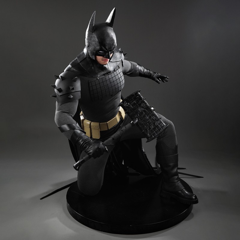 Bruce Wayne Absolute Cosplay Costume Men Superhero Leather Black Suit