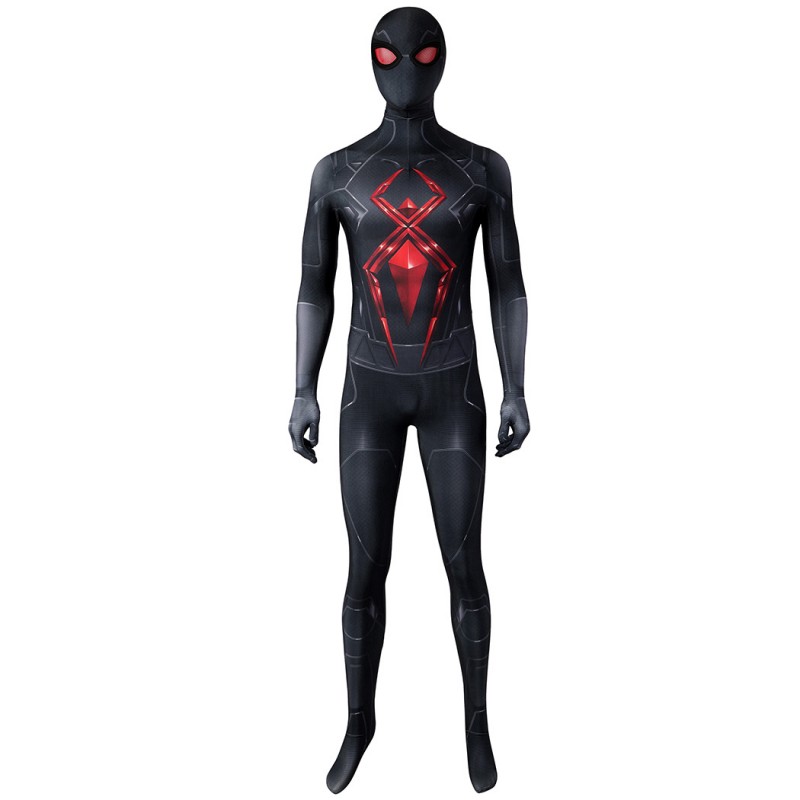 Spiderman Dark Suit Cosplay Jumpsuit for Men Black Printed Polyester Costume