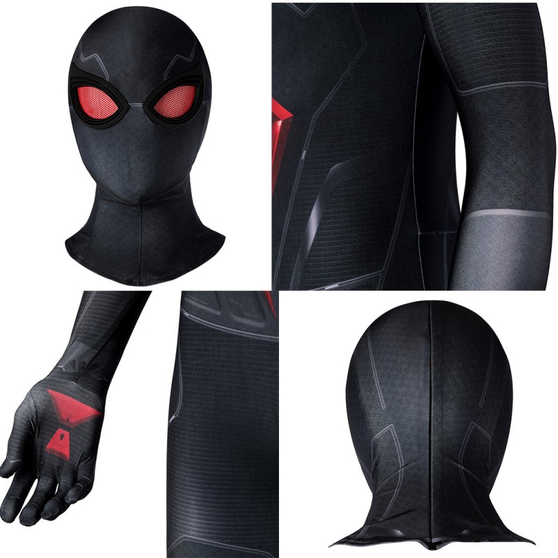 Spiderman Dark Suit Cosplay Jumpsuit for Men Black Printed Polyester Costume