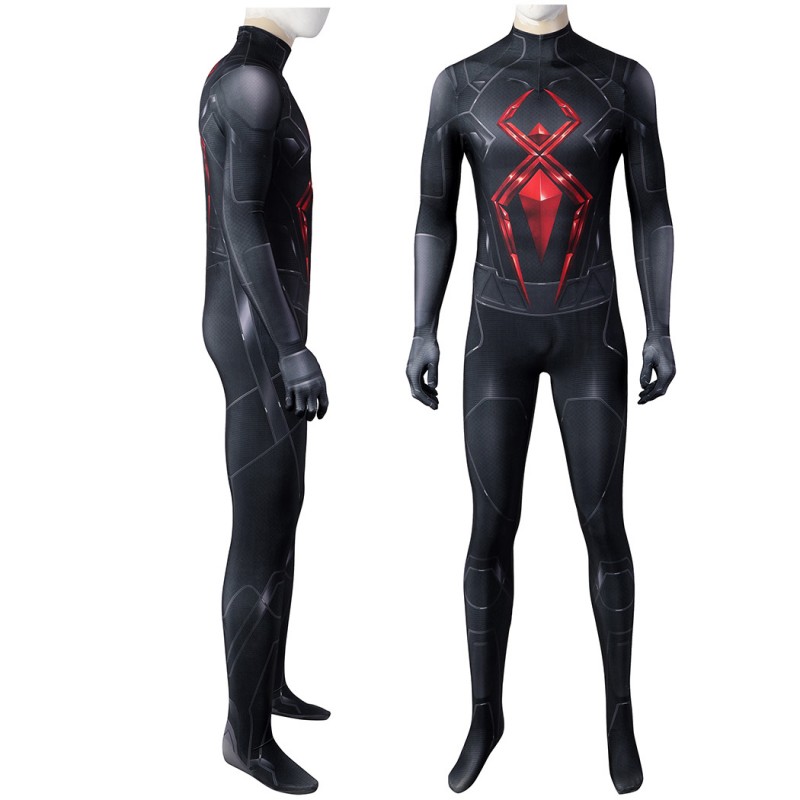 Spiderman Dark Suit Cosplay Jumpsuit for Men Black Printed Polyester Costume