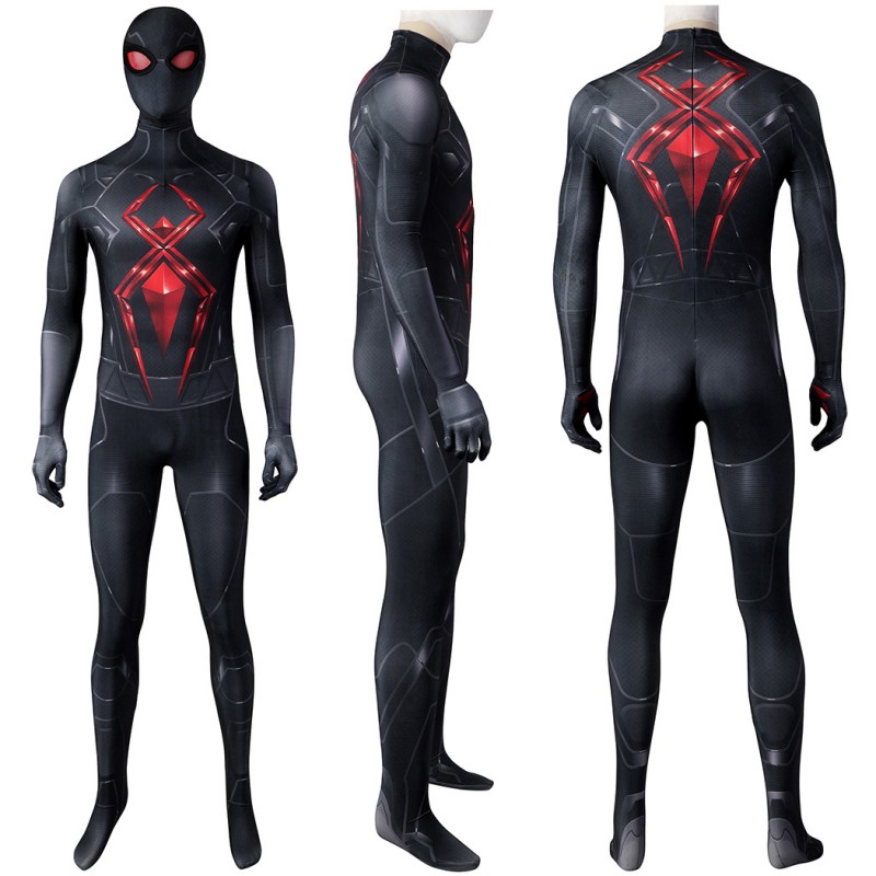 Spiderman Dark Suit Cosplay Jumpsuit for Men Black Printed Polyester Costume