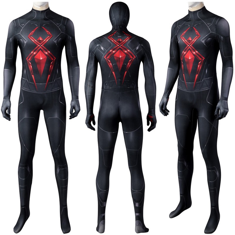 Spiderman Dark Suit Cosplay Jumpsuit for Men Black Printed Polyester Costume