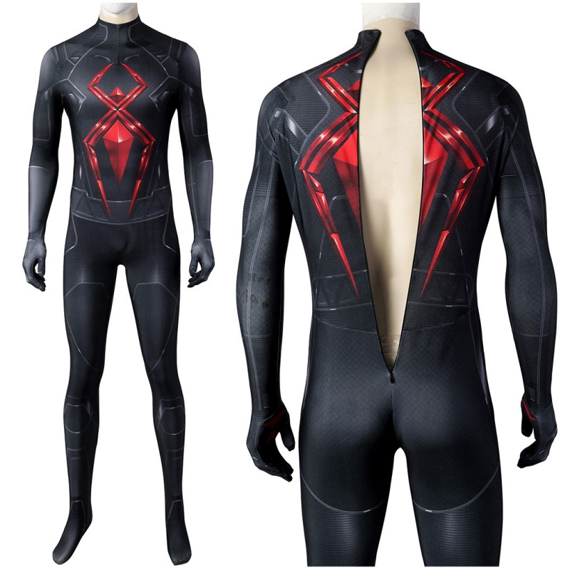 Spiderman Dark Suit Cosplay Jumpsuit for Men Black Printed Polyester Costume