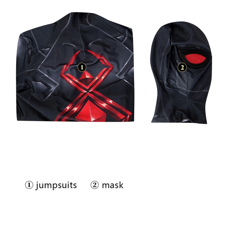 Spiderman Dark Suit Cosplay Jumpsuit for Men Black Printed Polyester Costume
