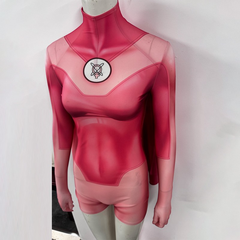 Atom Eve Cosplay Costume Invincible Pink Jumpsuit Women Printed Suit