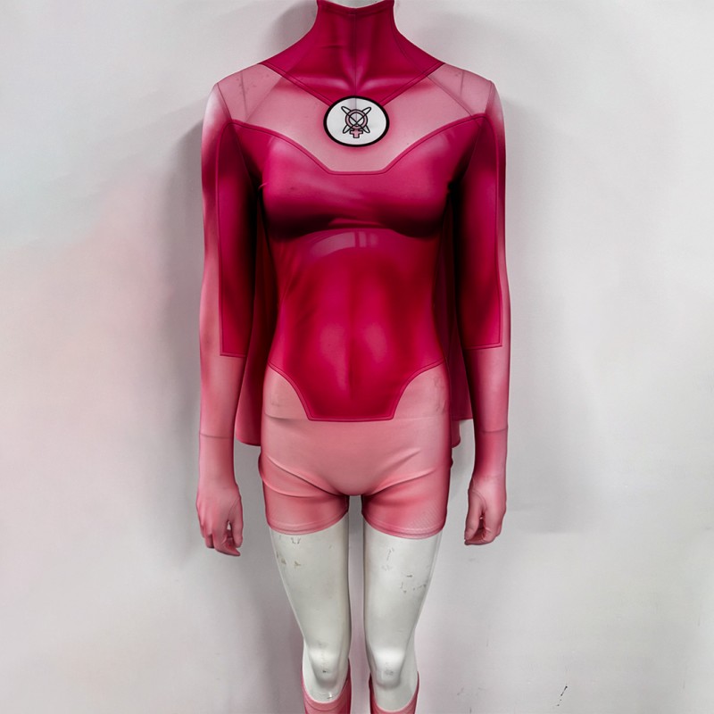 Atom Eve Cosplay Costume Invincible Pink Jumpsuit Women Printed Suit