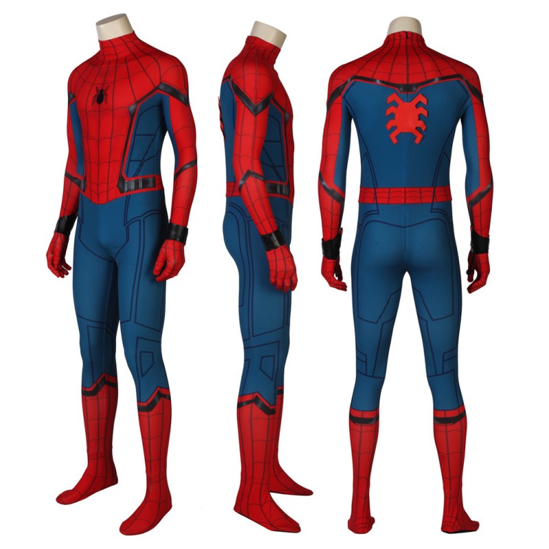 Spider-Man Civil War Costume Peter Parker Printed Jumpsuit Superhero Cosplay Suit for Adult