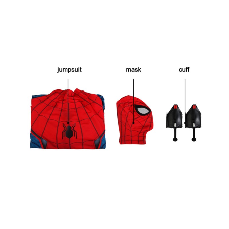 Spider-Man Civil War Costume Peter Parker Printed Jumpsuit Superhero Cosplay Suit for Adult