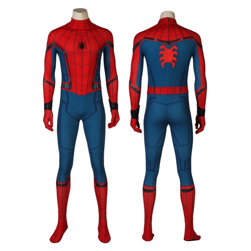 Spider-Man Civil War Costume Peter Parker Printed Jumpsuit Superhero Cosplay Suit for Adult