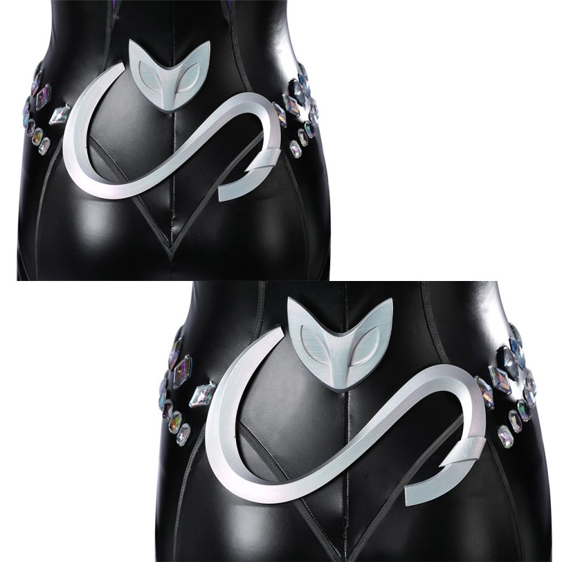 Marvel Rivals Black Cat Cosplay Costume Felicia Hardy Printed Jumpsuit Halloween Outfit for Women