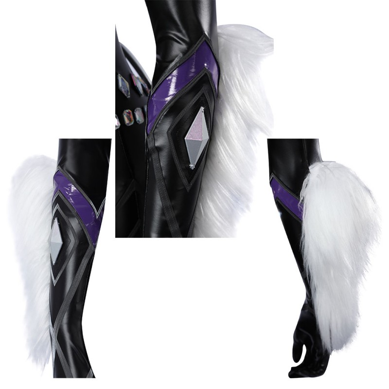 Marvel Rivals Black Cat Cosplay Costume Felicia Hardy Printed Jumpsuit Halloween Outfit for Women