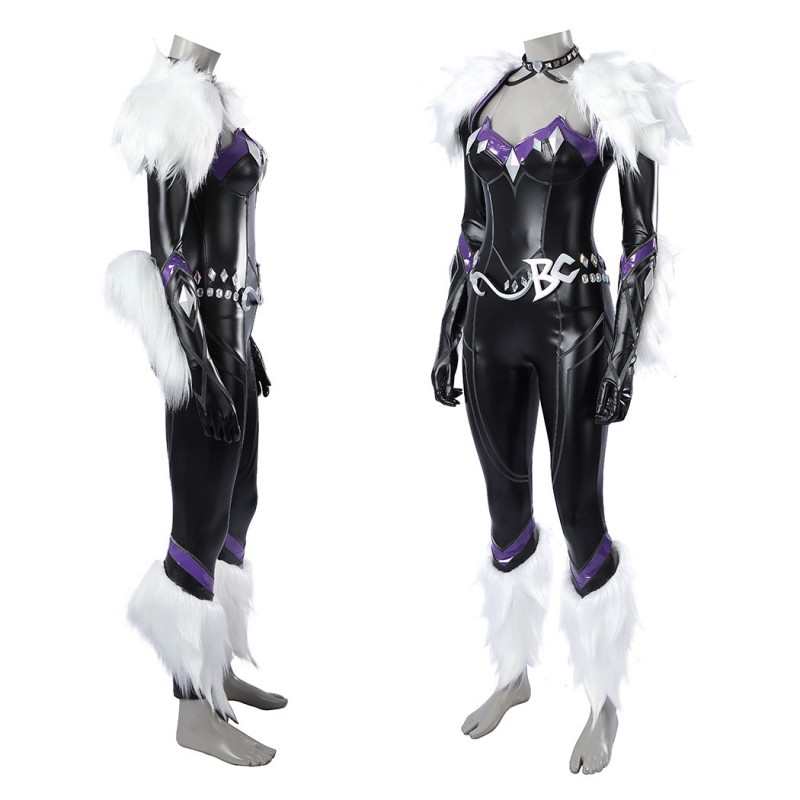 Marvel Rivals Black Cat Cosplay Costume Felicia Hardy Printed Jumpsuit Halloween Outfit for Women