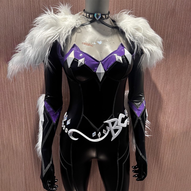 Marvel Rivals Black Cat Cosplay Costume Felicia Hardy Printed Jumpsuit Halloween Outfit for Women