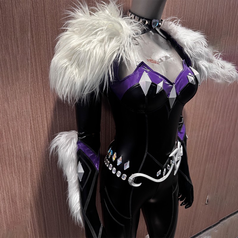 Marvel Rivals Black Cat Cosplay Costume Felicia Hardy Printed Jumpsuit Halloween Outfit for Women