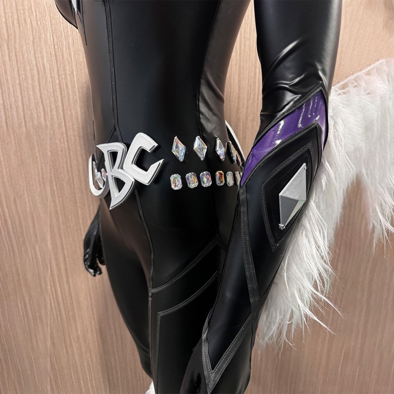Marvel Rivals Black Cat Cosplay Costume Felicia Hardy Printed Jumpsuit Halloween Outfit for Women