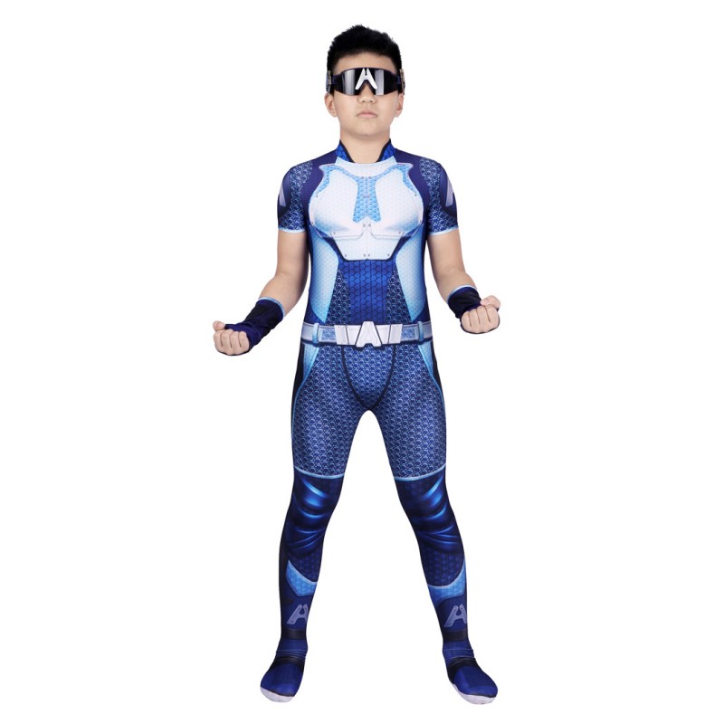 Kids A-Train Jumpsuit The Boys Season 1 Cosplay Costume Printed Suit