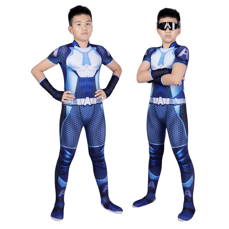 Kids A-Train Jumpsuit The Boys Season 1 Cosplay Costume Printed Suit