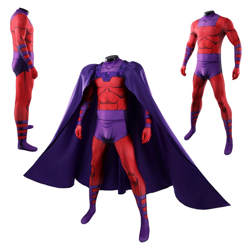 Magneto X-Men 97 Cosplay Costume Jumpsuit Printed Superhero Outfit for Adult