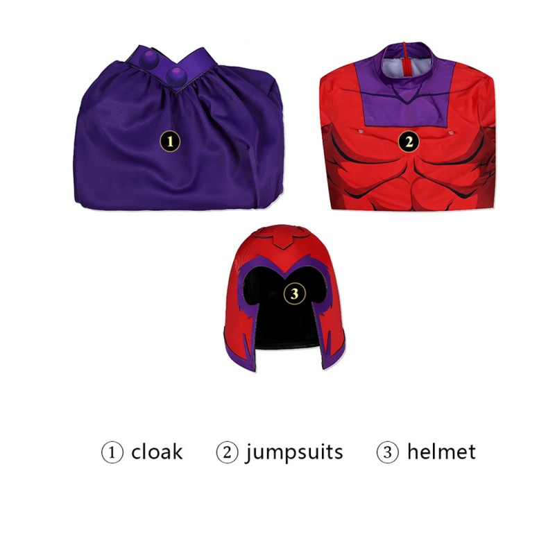 Magneto X-Men 97 Cosplay Costume Jumpsuit Printed Superhero Outfit for Adult