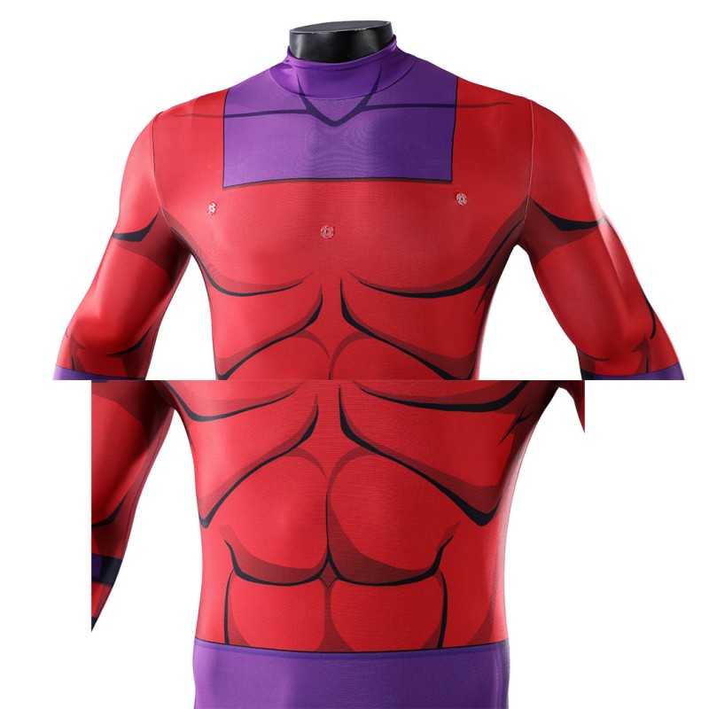 Magneto X-Men 97 Cosplay Costume Jumpsuit Printed Superhero Outfit for Adult