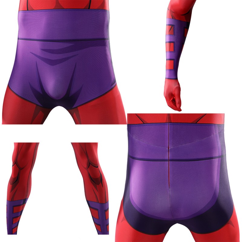 Magneto X-Men 97 Cosplay Costume Jumpsuit Printed Superhero Outfit for Adult