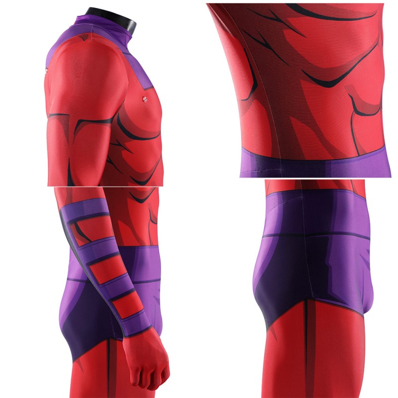 Magneto X-Men 97 Cosplay Costume Jumpsuit Printed Superhero Outfit for Adult