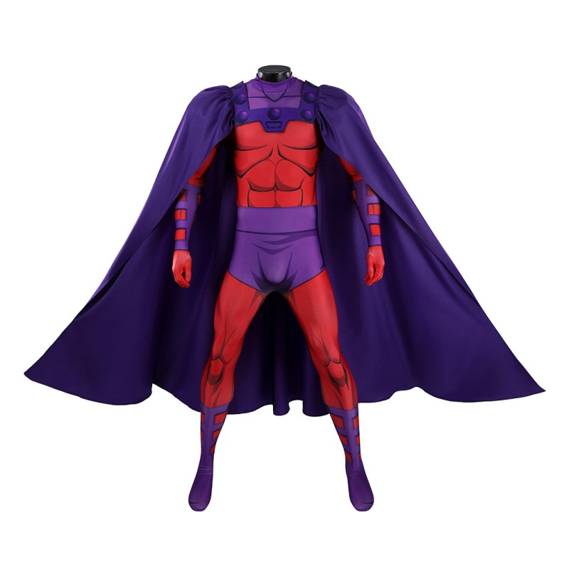 Magneto X-Men 97 Cosplay Costume Jumpsuit Printed Superhero Outfit for Adult