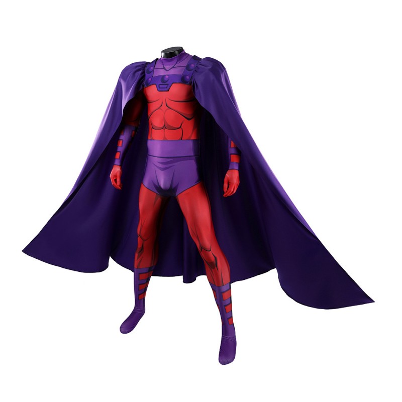 Magneto X-Men 97 Cosplay Costume Jumpsuit Printed Superhero Outfit for Adult