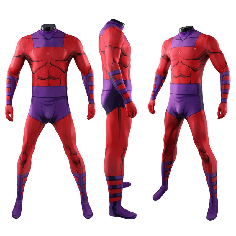 Magneto X-Men 97 Cosplay Costume Jumpsuit Printed Superhero Outfit for Adult