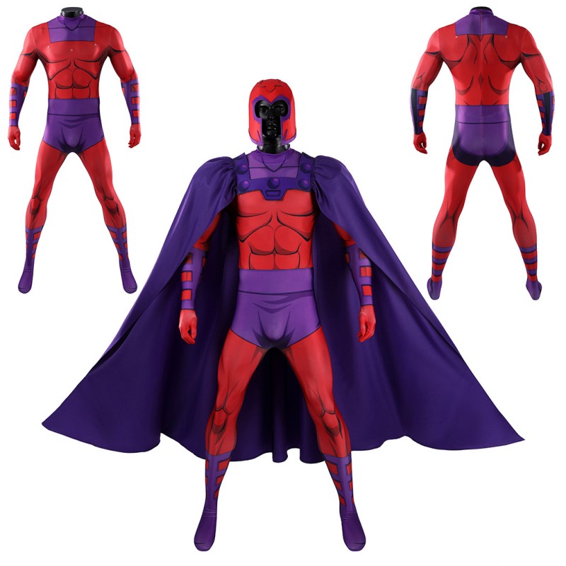 Magneto X-Men 97 Cosplay Costume Jumpsuit Printed Superhero Outfit for Adult