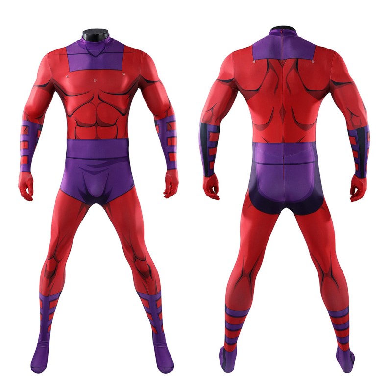 Magneto X-Men 97 Cosplay Costume Jumpsuit Printed Superhero Outfit for Adult