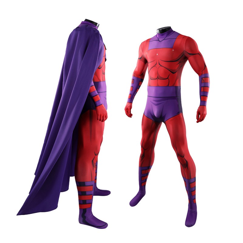 Magneto X-Men 97 Cosplay Costume Jumpsuit Printed Superhero Outfit for Adult