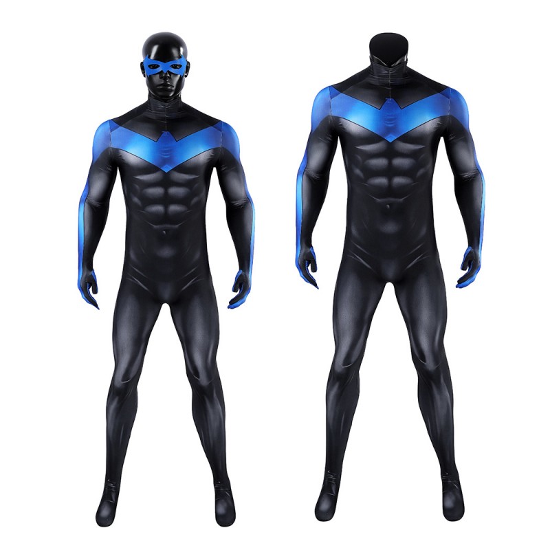 Comic Nightwing Cosplay Costume Dick Grayson Printed Jumpsuit for Men