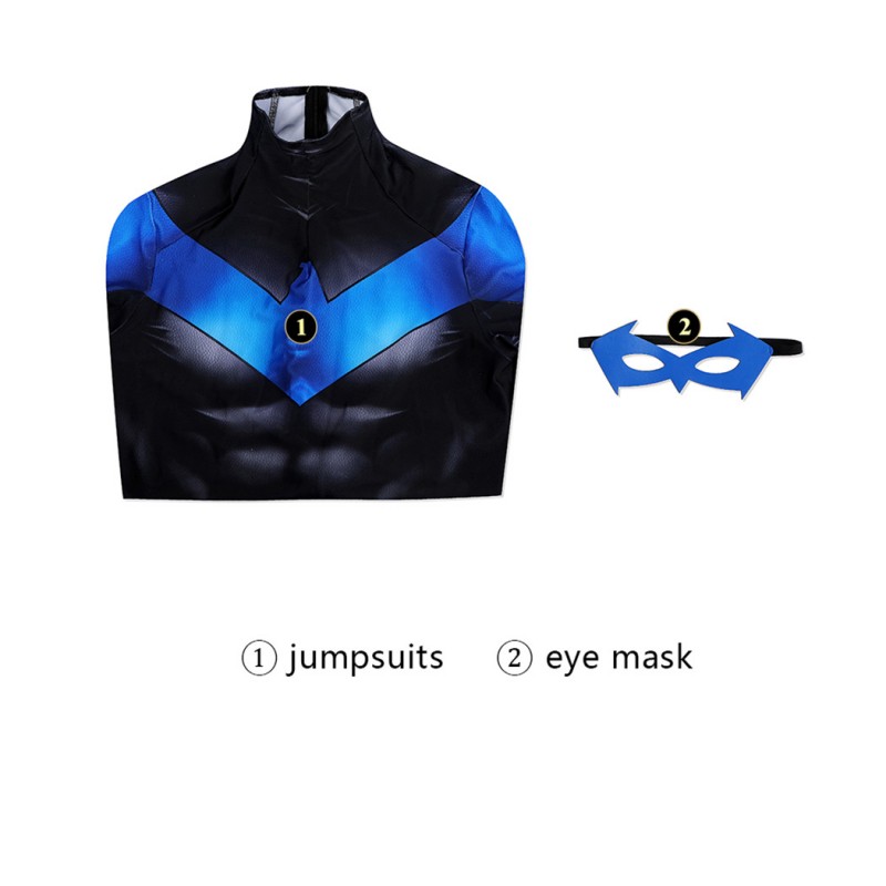 Comic Nightwing Cosplay Costume Dick Grayson Printed Jumpsuit for Men