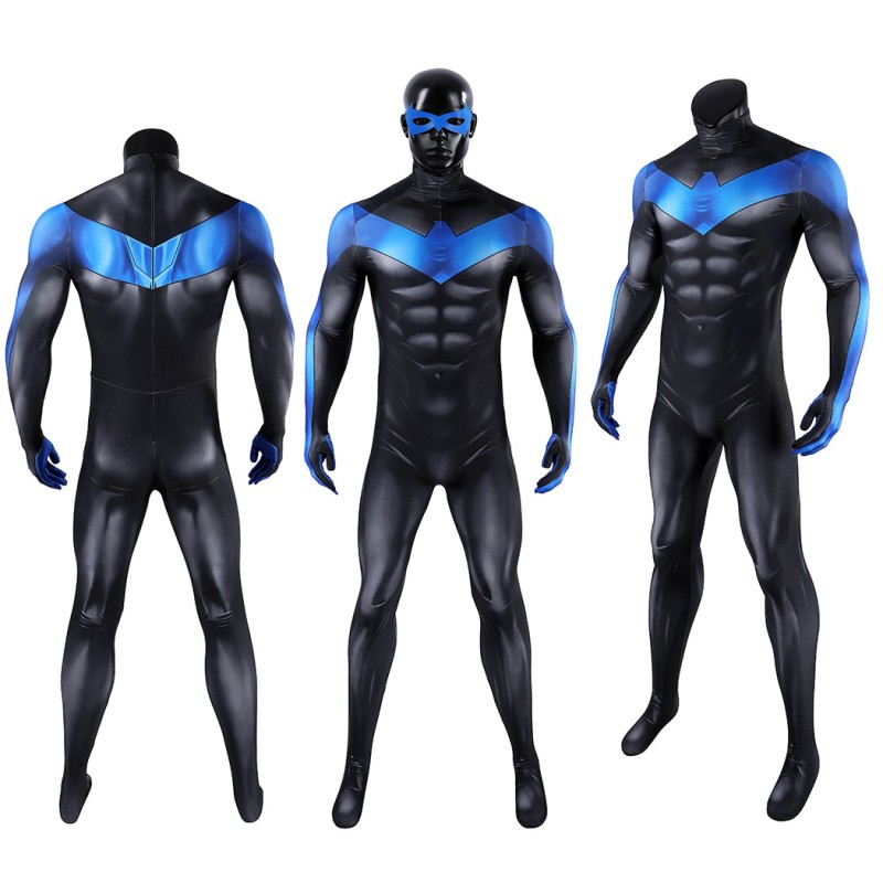 Comic Nightwing Cosplay Costume Dick Grayson Printed Jumpsuit for Men