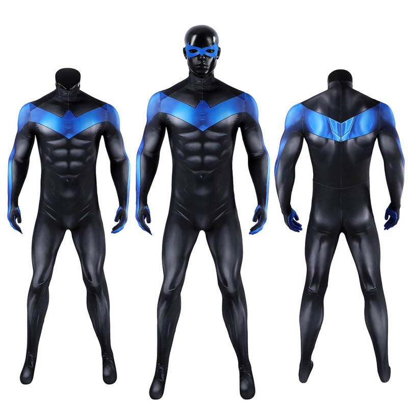 Comic Nightwing Cosplay Costume Dick Grayson Printed Jumpsuit for Men
