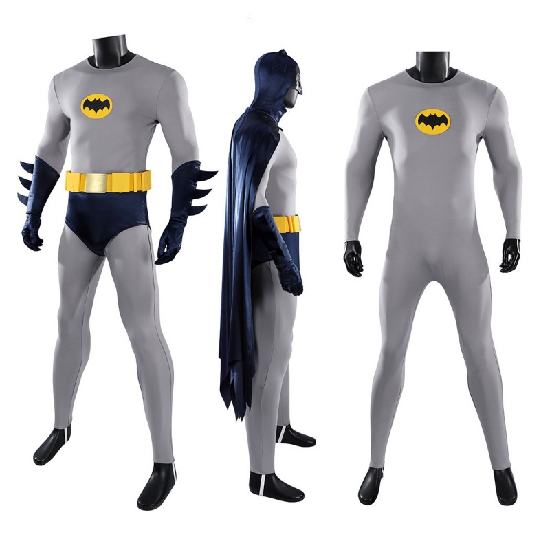 Adam West Cosplay Costume Retro Batsuit Halloween Outfit
