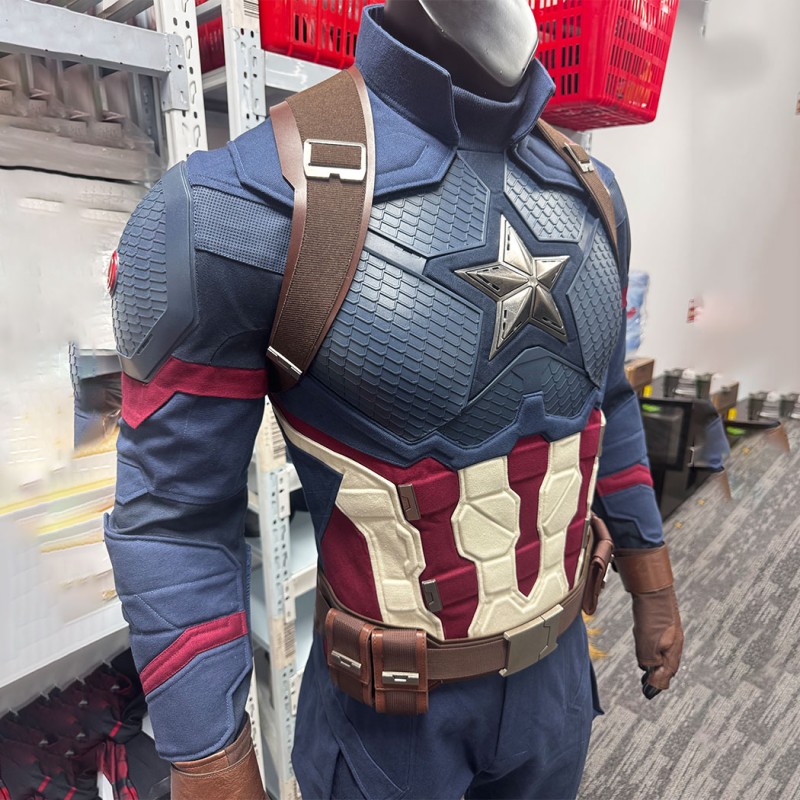 Captain America Avengers Endgame Cosplay Costume Steve Rogers Premium Superhero Suit for Halloween