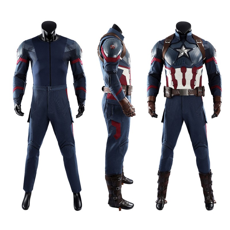 Captain America Avengers Endgame Cosplay Costume Steve Rogers Premium Superhero Suit for Halloween