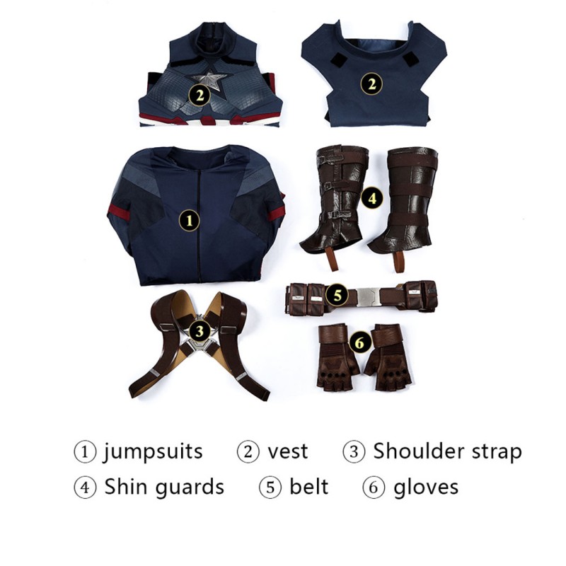 Captain America Avengers Endgame Cosplay Costume Steve Rogers Premium Superhero Suit for Halloween