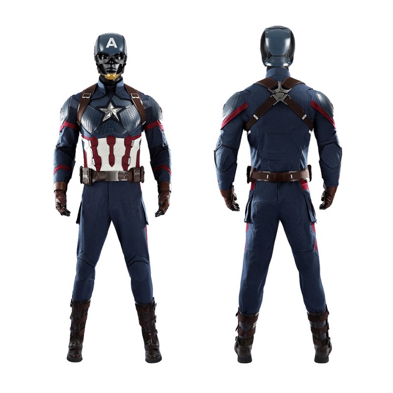 Captain America Avengers Endgame Cosplay Costume Steve Rogers Premium Superhero Suit for Halloween