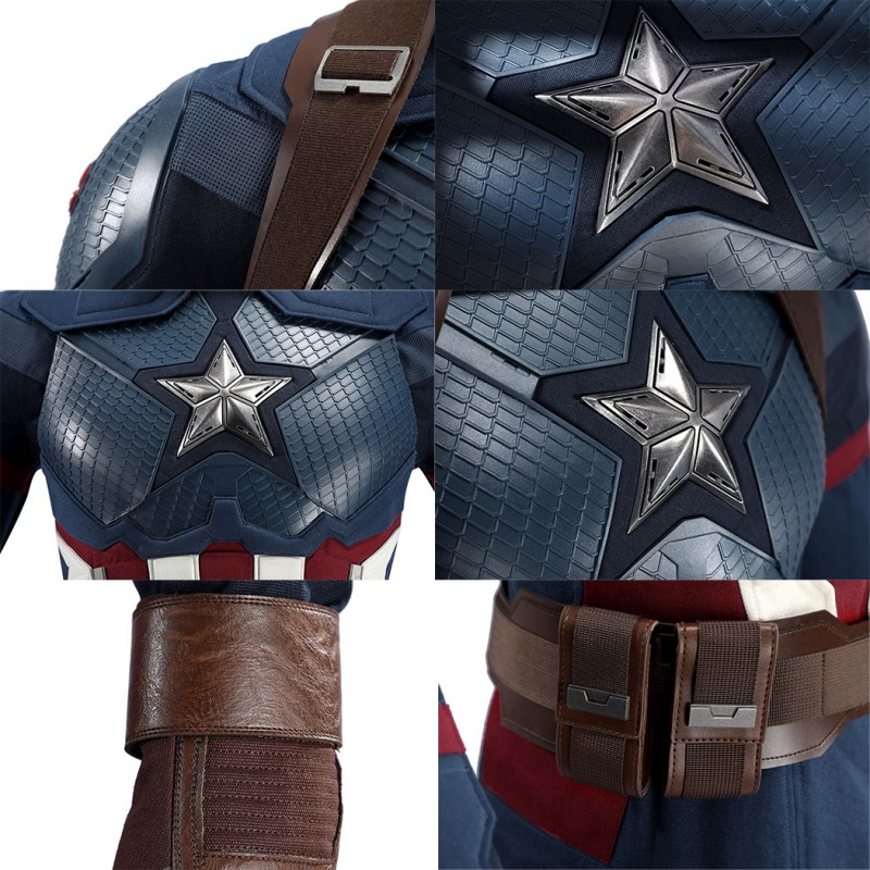 Captain America Steve Rogers Cosplay Costume Superhero Suit Adult Halloween Outfit