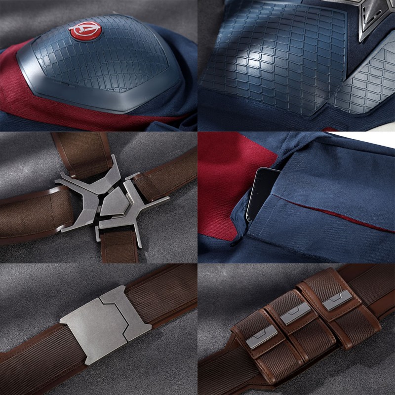 Captain America Steve Rogers Cosplay Costume Superhero Suit Adult Halloween Outfit