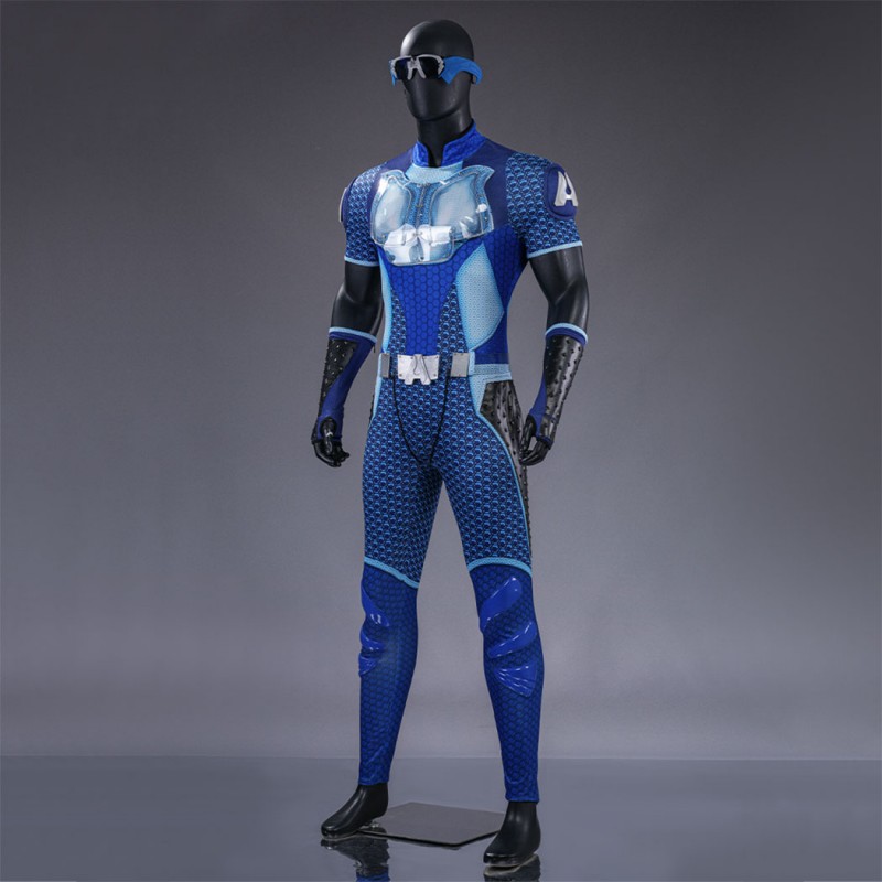 The Boys A-Train Cosplay Costume Superhero Suit Blue Premium Halloween Outfit