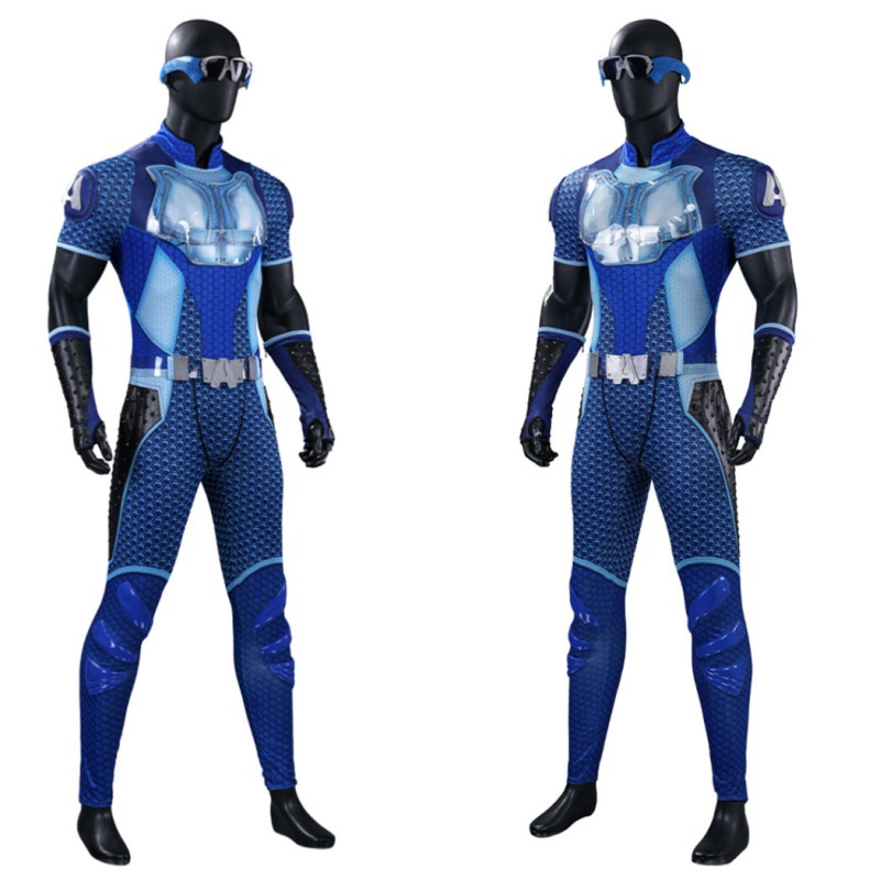 The Boys A-Train Cosplay Costume Superhero Suit Blue Premium Halloween Outfit