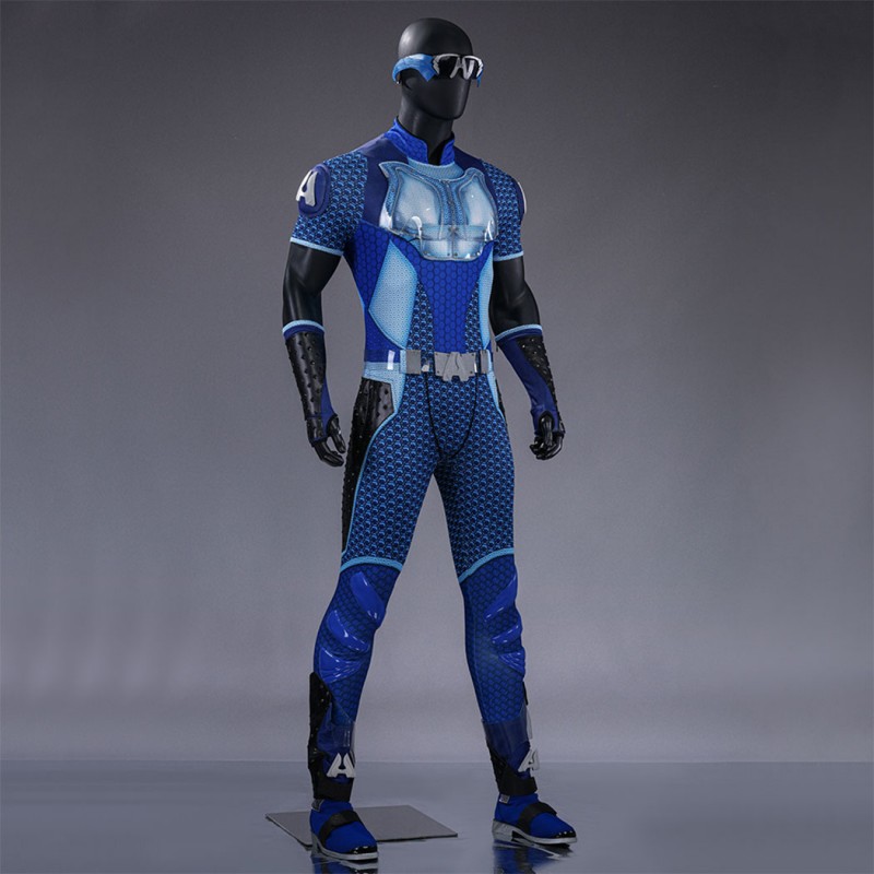 The Boys A-Train Cosplay Costume Superhero Suit Blue Premium Halloween Outfit